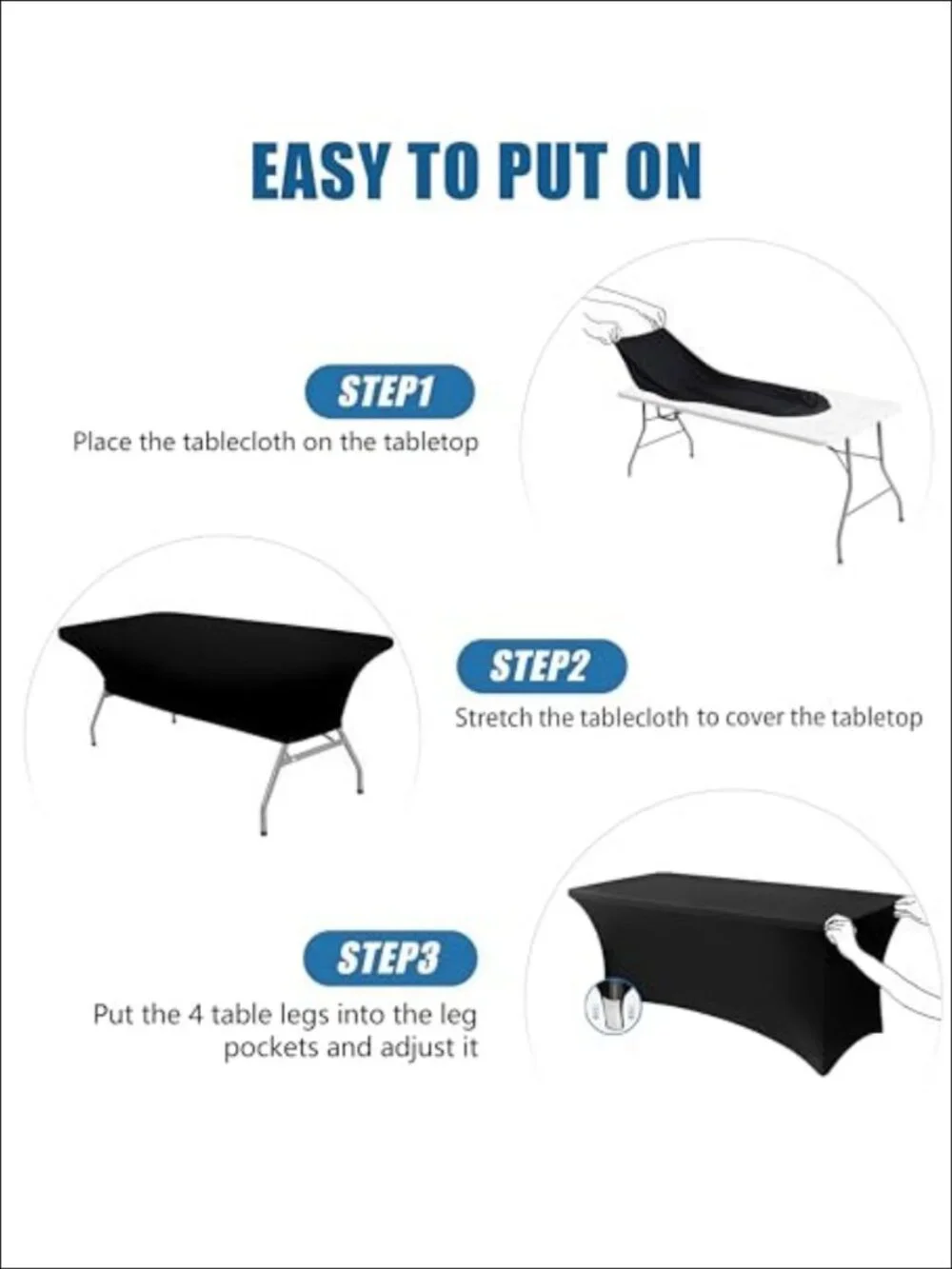 6 Pack Fitted Stretch Tablecloth for 6FT Rectangular Tables, Polyester Spandex